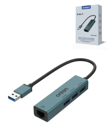 Onten 4in1 Ethernet Hub (3x USB 2.0 + Ethernet) (Only Ground Shipping)