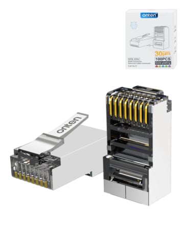 Onten RJ45 Connector Ethernet Cable (30?M Gold Plated) (Cat 5 / Cat 5e) (100 Pack) (Only Ground Shipping)