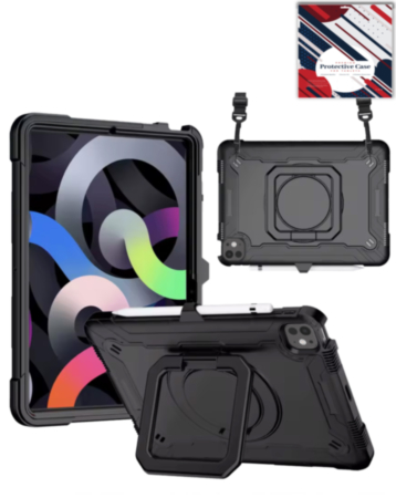 Full Body Protection Case with Square Kickstand (BLACK) for iPad Pro 11 (2024 / 2025) (Only Ground Shipping)