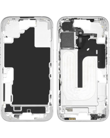 Middle Frame with Photo Capture Button and Small Parts for iPhone 16 (WHITE) (US Version) (OEM Pull B Grade)