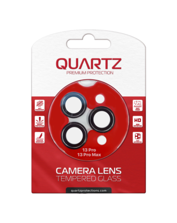 Stock up on the QUARTZ HD Tempered Glass with Metal Ring for iPhone 13 Pro Max 13 Pro Back Camera BLACK.
