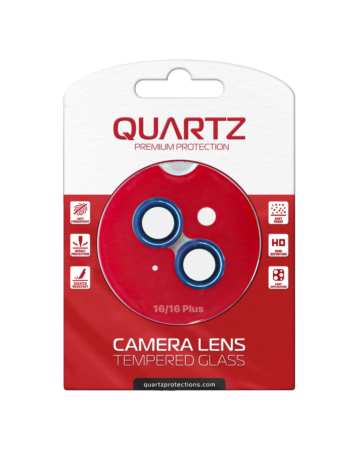 Stock up on the Quartz HD Tempered Glass with Metal Ring for the Ultramarine iPhone 16 and 16 Plus Back Camera.