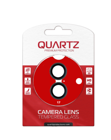 QUARTZ HD Tempered Glass with Metal Ring for iPhone 17 Back Camera (BLACK)