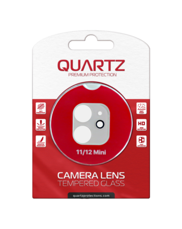 Buy the QUARTZ clear back camera tempered glass for iPhone 11 and 12 Mini.
