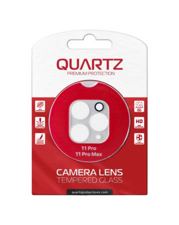 Order the Quartz clear back camera tempered glass for iPhone 11 Pro and 11 Pro Max.