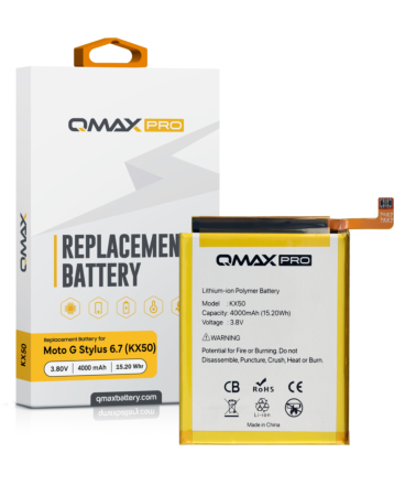 QMAX Pro Replacement Battery for Motorola G Stylus 6.4" (XT2043 / 2020) / G Stylus 6.8" (XT2115 / 2021) (4000 mAh) (KX50) (Only Ground Shipping)