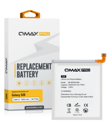 QMAX Pro Replacement Battery for Galaxy S26 (4300 mAh) (EB-BS942ABY) (Only Ground Shipping)
