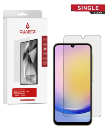 QUARTZ Clear Tempered Glass for Galaxy A05S (A057 / 2023) / A07 4G / 5G (A075 / A076 2025) (Single Pack)
