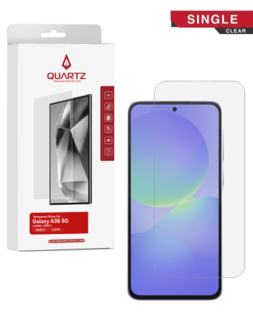 QUARTZ Clear Tempered Glass for Galaxy A55 5G (A556 / 2024) / A36 5G (A366 / 2025) / A37 5G (A376 / 2026) (Single Pack)
