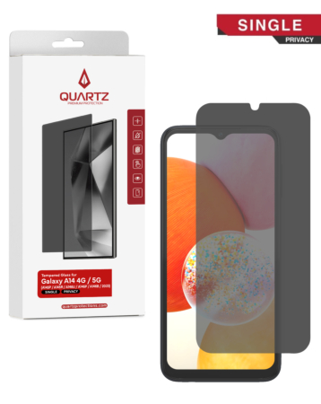 QUARTZ Privacy Tempered Glass for Galaxy A14 4G (A145P / A145R / 2023) / A14 5G (A146U / A146P / A146B / 2023) (Single Pack)