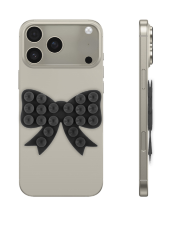Fashion Bow Beads Silicone Suction Cup Phone Holder - BLACK (Only Ground Shipping)
