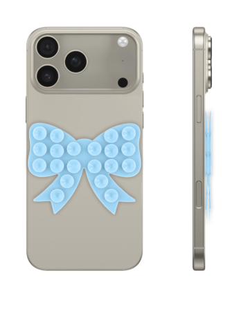 Fashion Bow Beads Silicone Suction Cup Phone Holder - LIGHT BLUE (Only Ground Shipping)