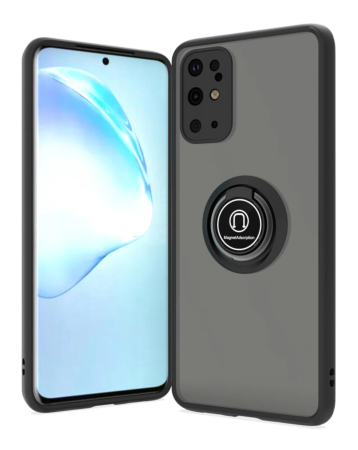 Galaxy S20 Plus Hard PC Rear / Soft TPU Colorful Border Case with I-ring Holder - BLACK (Only Ground Shipping)