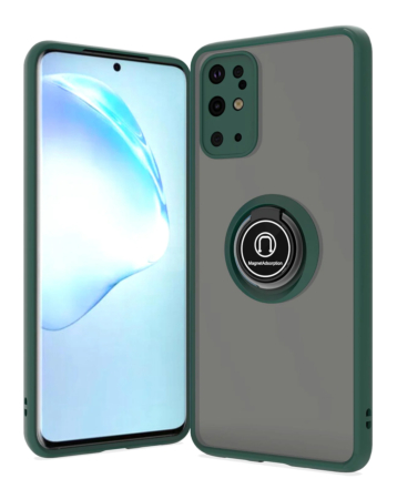Galaxy S20 Plus Hard PC Rear / Soft TPU Colorful Border Case with I-ring Holder - DARK GREEN (Only Ground Shipping)