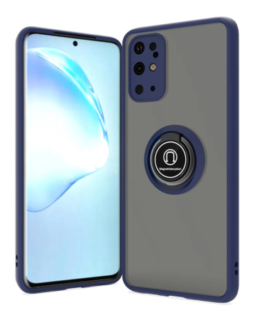 Galaxy S20 Plus Hard PC Rear / Soft TPU Colorful Border Case with I-ring Holder - NAVY BLUE (Only Ground Shipping)