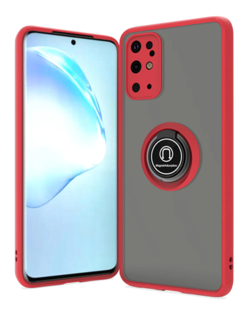 Galaxy S20 Plus Hard PC Rear / Soft TPU Colorful Border Case with I-ring Holder - RED (Only Ground Shipping)