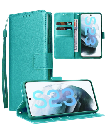 Galaxy S23 FE Leather Wallet Case with Card Slot - TEAL (Only Ground Shipping)