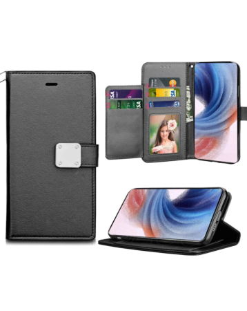 Galaxy S24 / S25 Elegant Leather Wallet Case - BLACK (Only Ground Shipping)