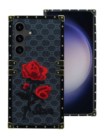 Galaxy S24 / S25 Double Injection Rose Design Leather Case - BLUE (Only Ground Shipping)