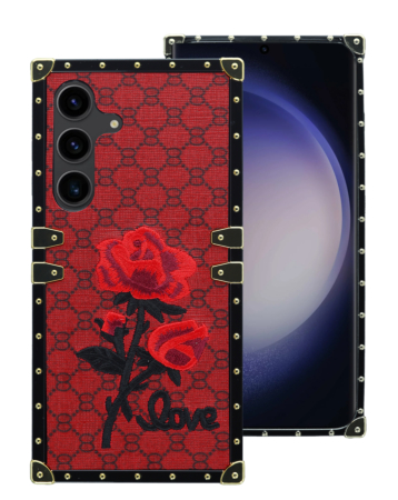 Galaxy S24 / S25 Double Injection Rose Design Leather Case - RED (Only Ground Shipping)