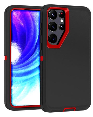 Heavy Duty Case for Galaxy S24 Ultra (BLACK & RED) (Only Ground Shipping)