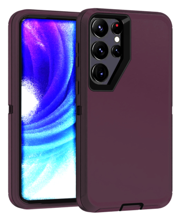 Heavy Duty Case for Galaxy S24 Ultra (MAROON & BLACK) (Only Ground Shipping)