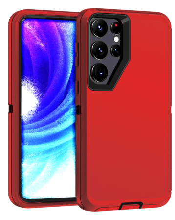 Heavy Duty Case for Galaxy S24 Ultra (RED & BLACK) (Only Ground Shipping)
