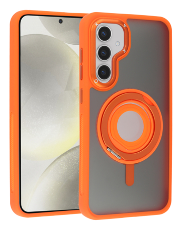 Skin Feel Transparent Case with Silicone Ring Holder - ORANGE for Galaxy S24 Plus / S25 Plus (Only Ground Shipping)