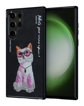 Embroidered 3D Cute Case - PINK CAT for Galaxy S25 Ultra (Only Ground Shipping)