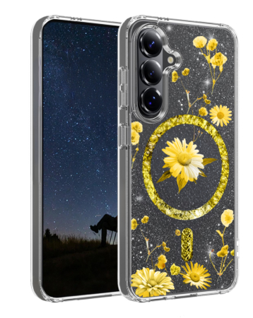 Galaxy S26 Floral Magnetic Case - GOLD (Only Ground Shipping)