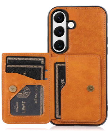 Galaxy S26 Leather Pocket Wallet Case - ORANGE (Only Ground Shipping)