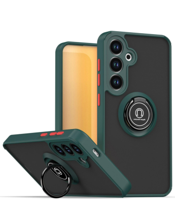 Hard PC Rear Colorful Border Case with Ring Holder - DARK GREEN for Galaxy S26  (Only Ground Shipping)