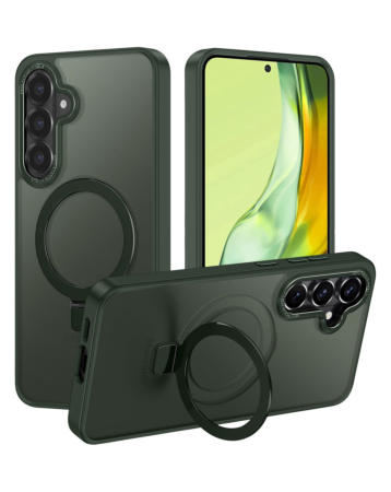 Galaxy S26 Carbon Wireless Charging Case with Ring Stand - GREEN (Only Ground Shipping)
