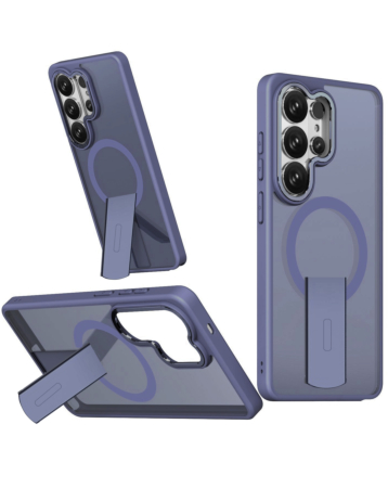 Slim Translucent  Wireless Charging Case with Folding Stand -BLUE  for Galaxy S26 Ultra (Only Ground Shipping)