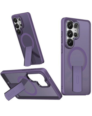 Slim Translucent  Wireless Charging Case with Folding Stand -PURPLE  for Galaxy S26 Ultra (Only Ground Shipping)