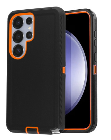 Heavy Duty Case for Galaxy S26 Ultra BLACK & ORANGE  (Only Ground Shipping)