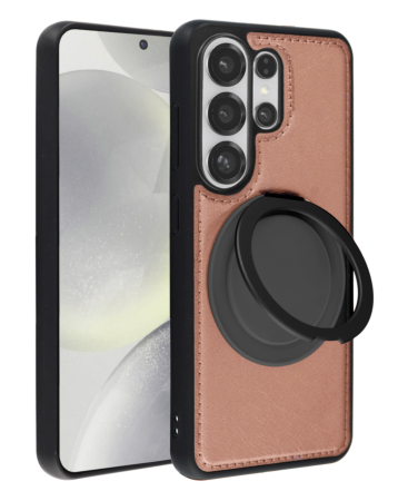 Slim Leather Case with Wireless Charging Kickstand - PINK for Galaxy S26 Ultra (Only Ground Shipping)