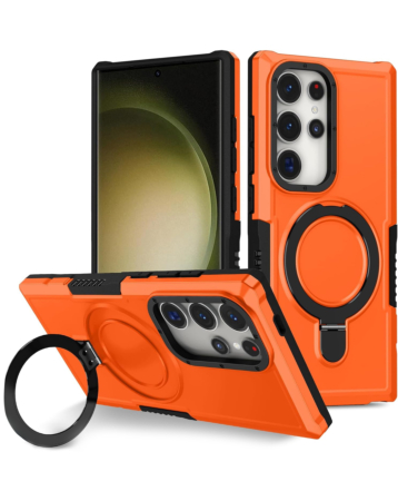 Hard PC Shockproof Case w /Ring Holder - ORANGE for Galaxy S26 Ultra  (Only Ground Shipping)