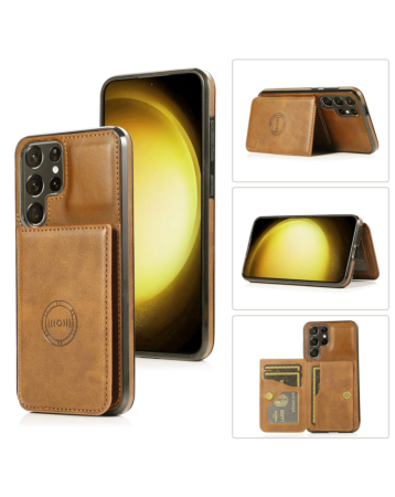 Galaxy S26 Ultra Leather Pocket Wallet Case -ORANGE (Only Ground Shipping)