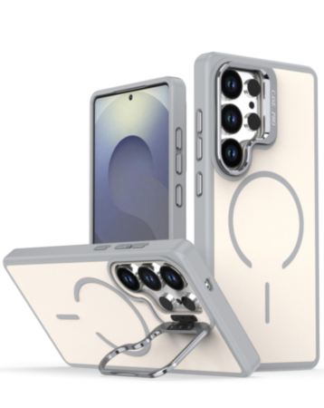 Shockproof  TPU Wireless Charging Case with Camera Stand Camera Stand - GRAY for Galaxy S26 Ultra (Only Ground Shipping)