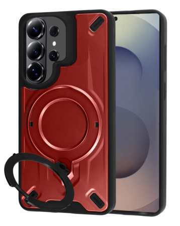Galaxy S26 Ultra Rugged Magnetic Armor Case - RED (Only Ground Shipping)