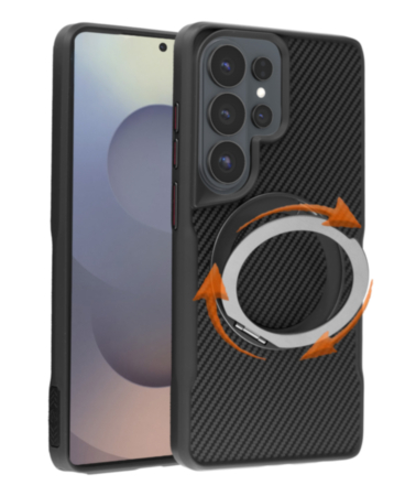 Premium Quality Magnetic Protective Case with 360 Rotating Ring Stand for Galaxy S26 Ultra (BLACK) (Only Ground Shipping)