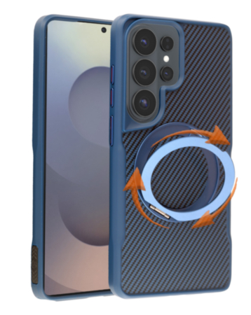 Premium Quality Magnetic Protective Case with 360 Rotating Ring Stand for Galaxy S26 Ultra (NAVY) (Only Ground Shipping)