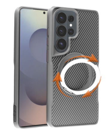 Premium Quality Magnetic Protective Case with 360 Rotating Ring Stand for Galaxy S26 Ultra (SILVER) (Only Ground Shipping)