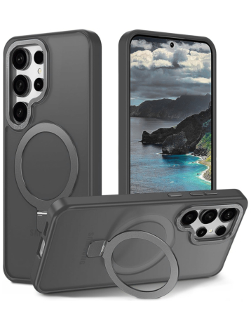 Galaxy S26 Ultra Carbon Wireless Charging Case with Ring Stand - BLACK (Only Ground Shipping)