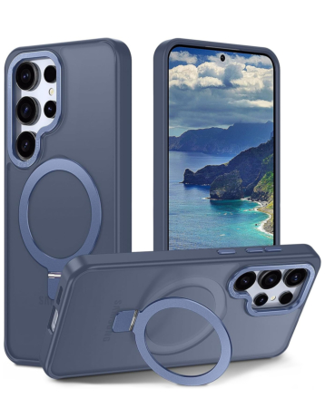 Galaxy S26 Ultra Carbon Wireless Charging Case with Ring Stand - DARK BLUE (Only Ground Shipping)