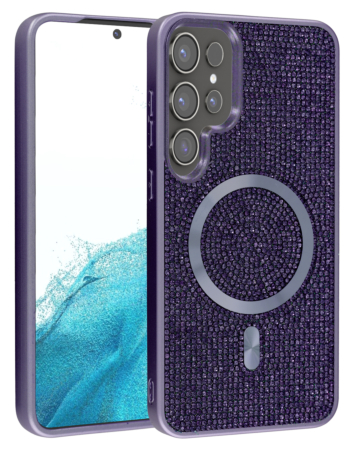 Wireless Charging Bling Diamond Crystal Case - PURPLE for Galaxy S26 Ultra (Only Ground Shipping)
