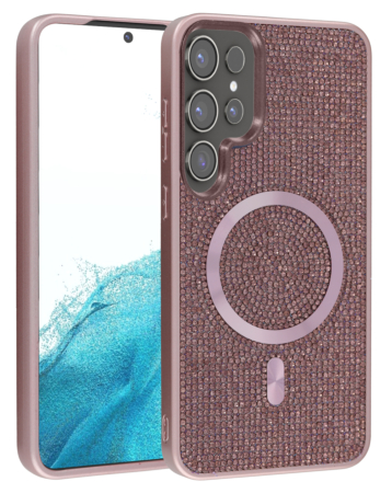 Wireless Charging Bling Diamond Crystal Case - ROSE GOLD for Galaxy S26 Ultra (Only Ground Shipping)