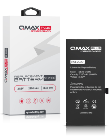 Grab the wholesale deals on the QMAX Plus extended capacity replacement battery for iPhone SE 2020 with 2200 mAh.