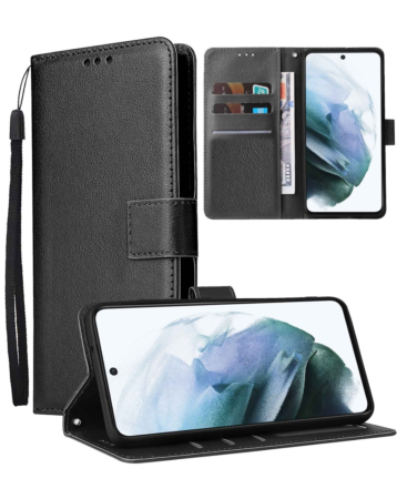Leather Wallet Case with Card Slot - (BLACK) for iPhone 16e / 17e (Only Ground Shipping)